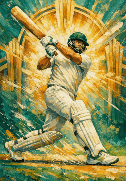 Classic batsman oil painting